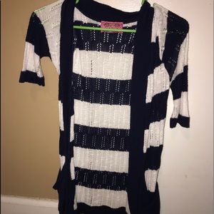 Blue and white striped cardigan women's small